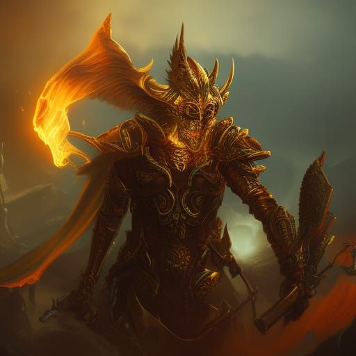 Golden Skull Armor with Fiery Nightmare