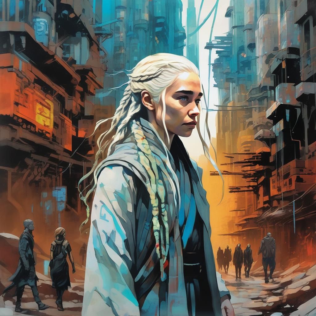 Daenerys Targaryen in Irradiated Cyberpunk Metropolis