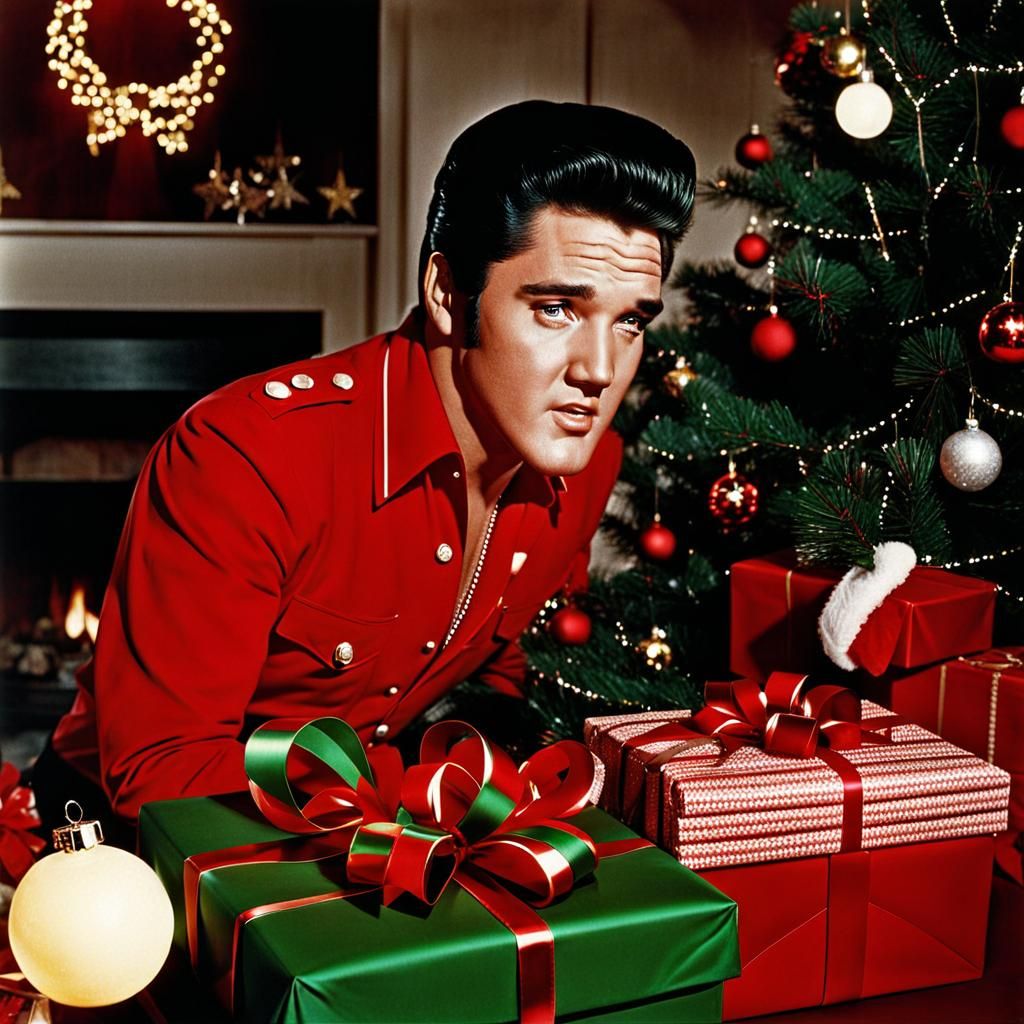 Elvis Presley at Christmas: AI Generated Image