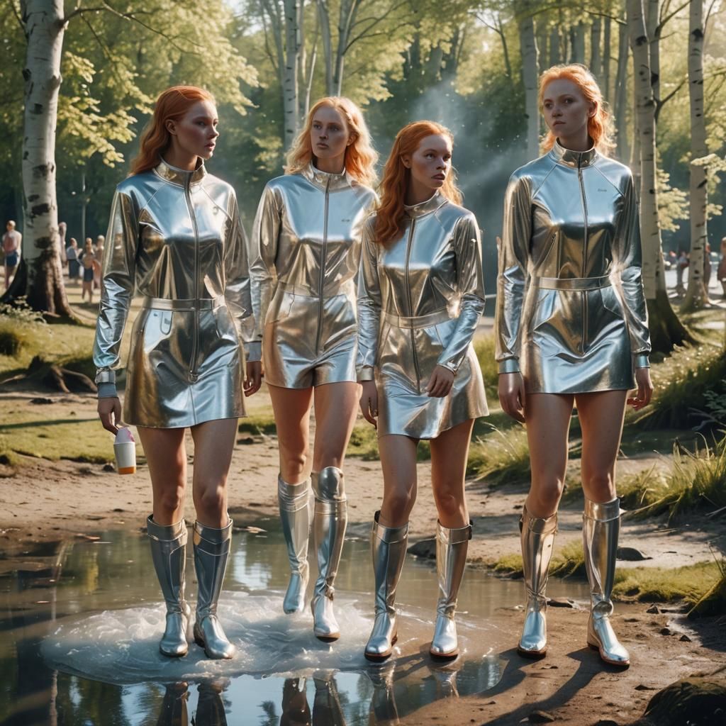 Girls in Detailed Outfits Smoking, UHD Masterpiece