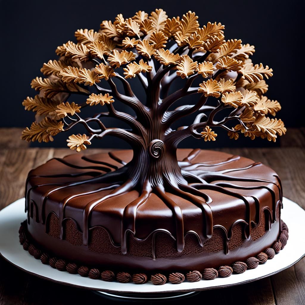 Chocolate Cake Oak Tree: Gothic Christmas Food Art