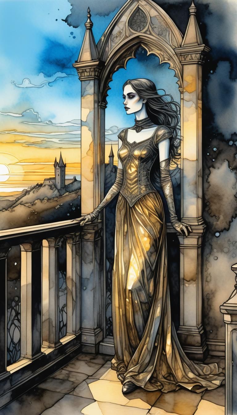 Gothic Fantasy: Translucent Watercolour Digital Illustration