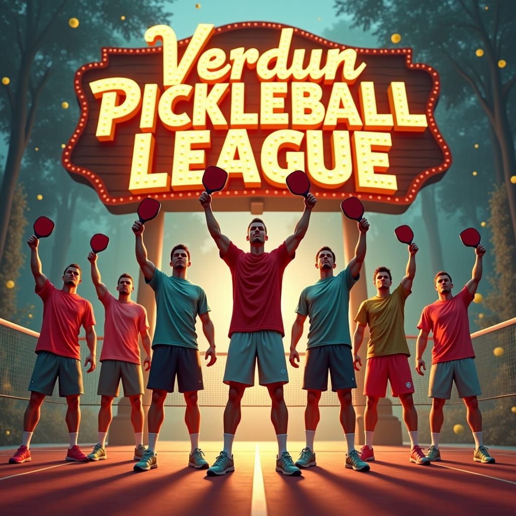 Triumphant Pickleball Players on Gleaming Court