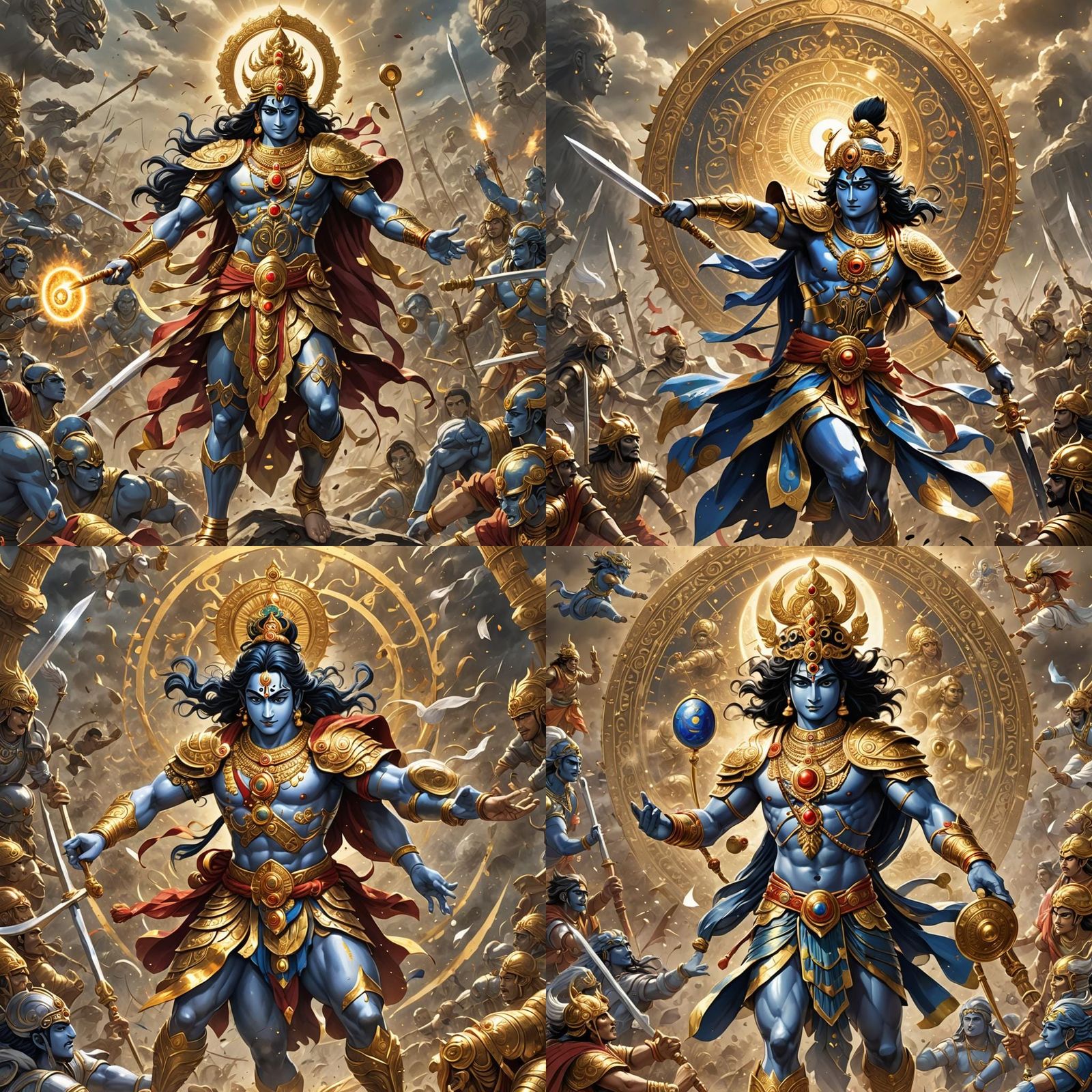 Krishna with Sudarshan Chakra in Anime Style