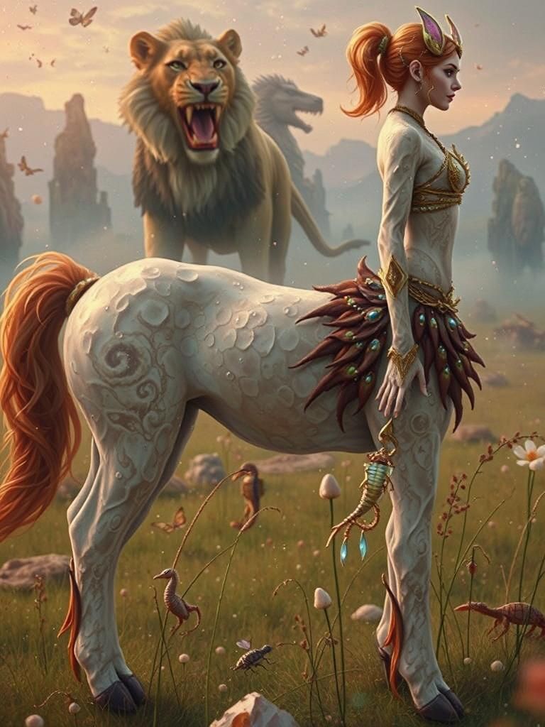 Liquid Centaur Chimera in Mystical Bioluminescent Realm