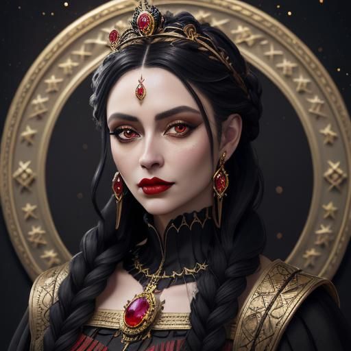 European Queen with Braided Hair in Detailed Digital Art