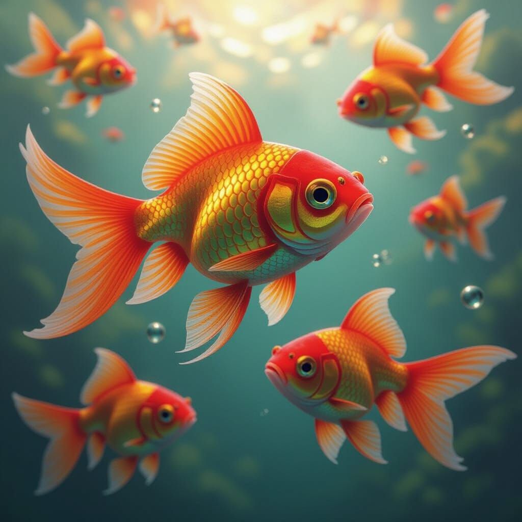 Galaxy of Goldfish in Dynamic Lighting