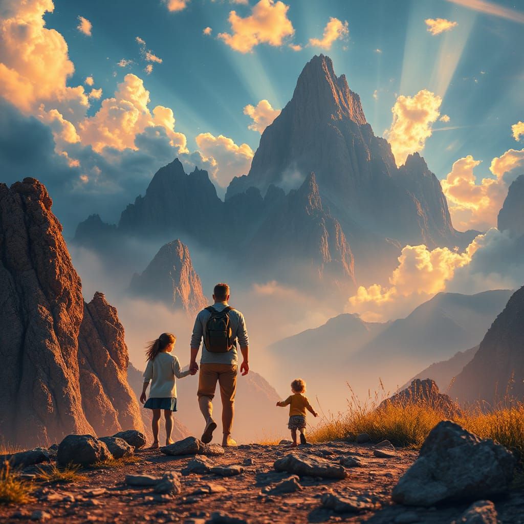 Dad and Kids Explore Ethereal Landscapes in Matte Painting S...