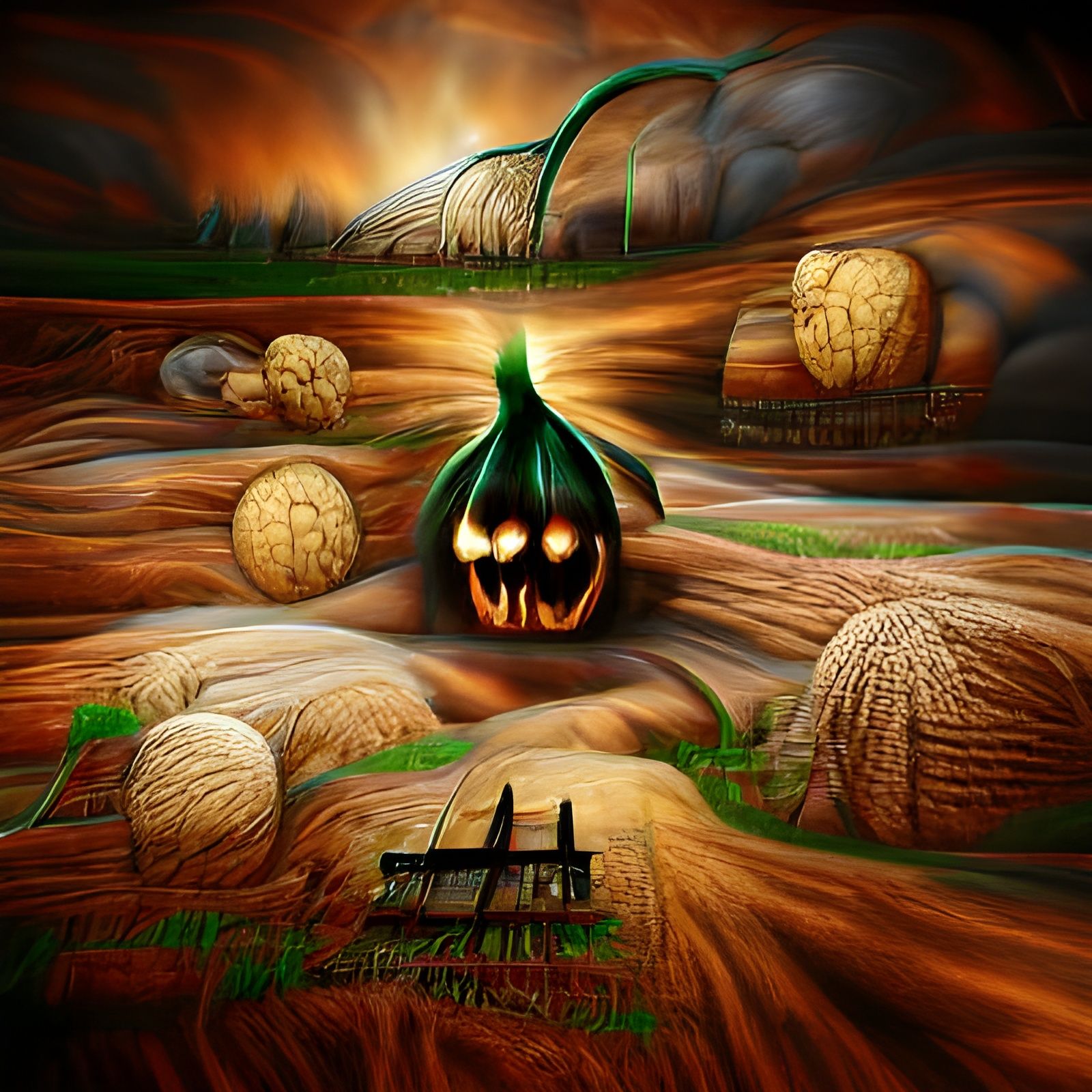 Scary Pumpkin Harvest: Digital Illustration in 8K