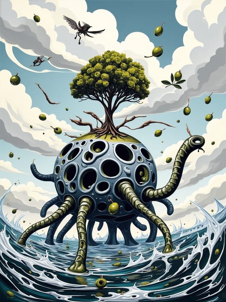 Cyberpunk-Style Olive Beast Rises from the St. Lawrence Rive...