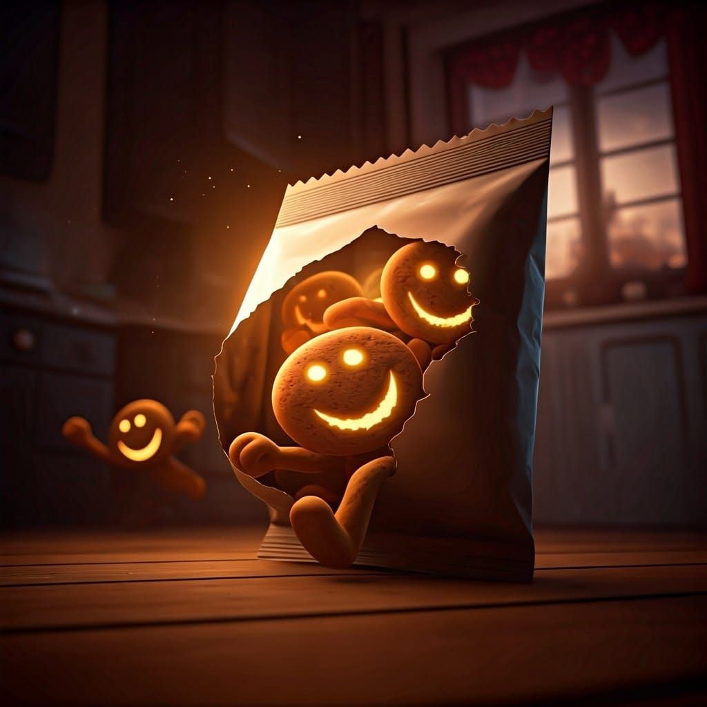 Surreal Cookies Run Wild in Hyperrealistic Matte Painting