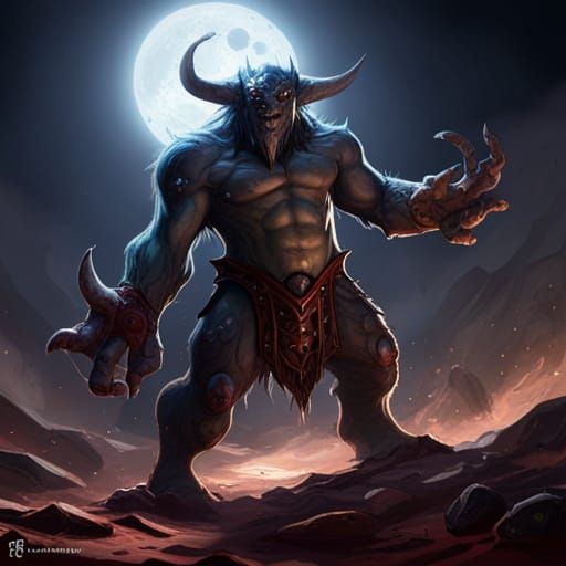 Detailed Demon Monster in Dark Fantasy Style