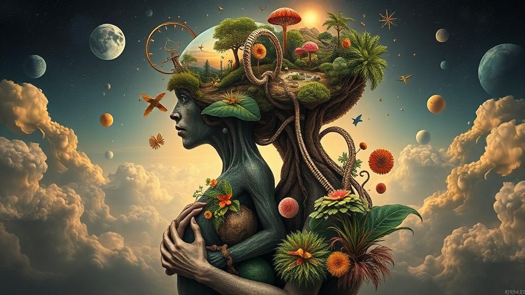 Intertwined Figures Reveal Surreal Mindscape Concept Art