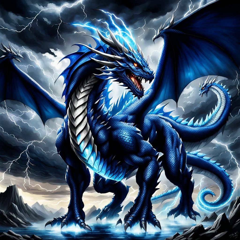 Majestic Storm Dragon in Anime Style