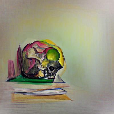 Skull Still Life in Analytical Art Style