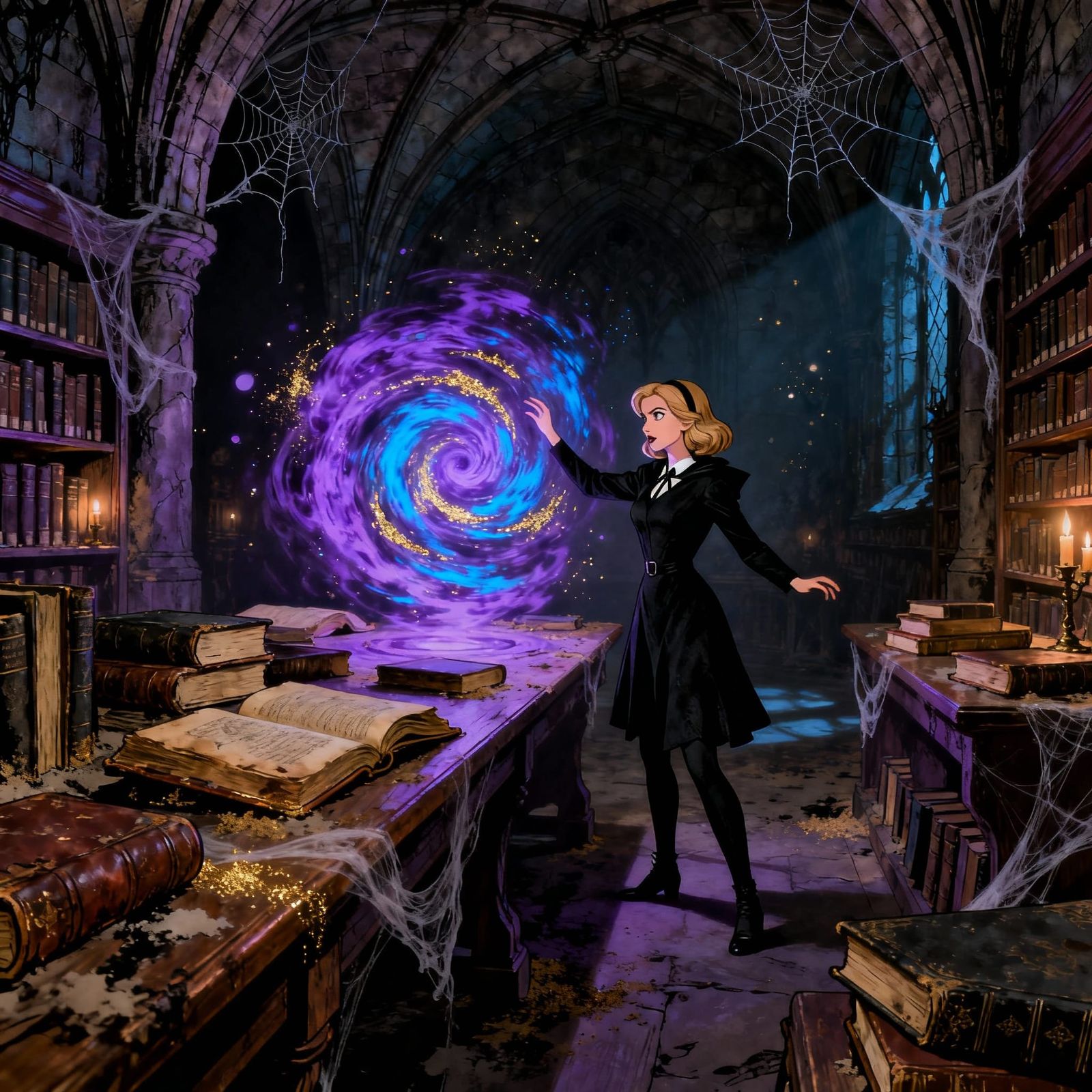 Sabrina Spellman Conjures Magic in Gothic Library