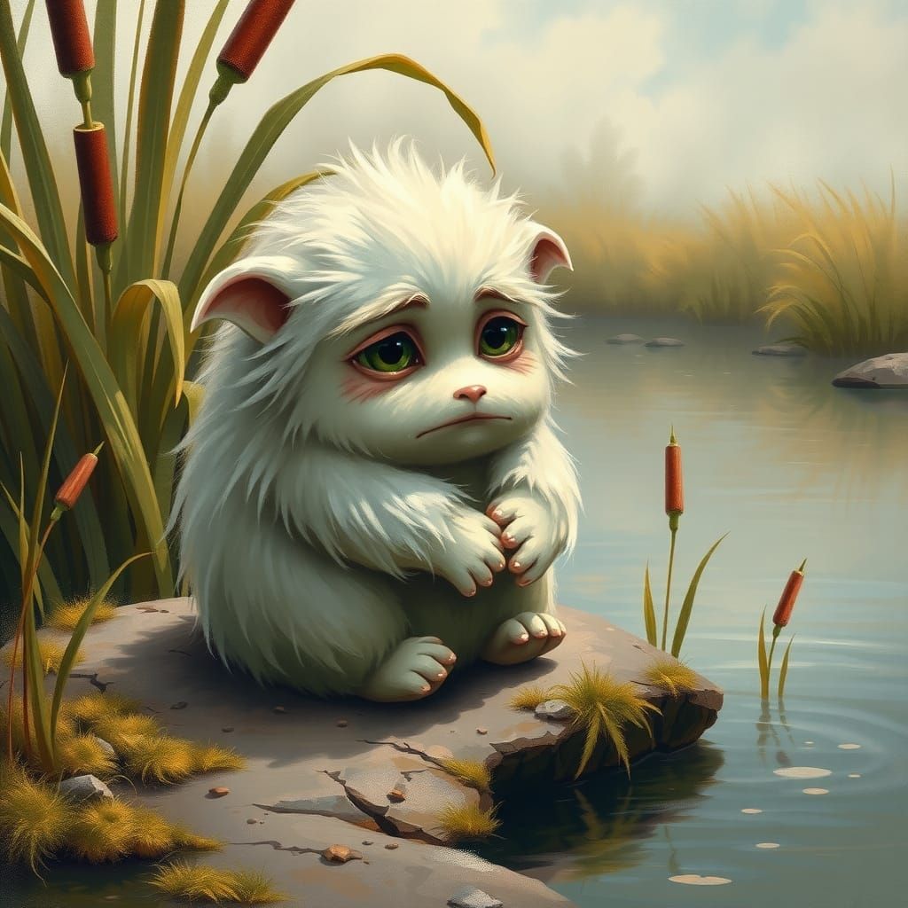 Expressive Ewok in Dreamy Landscape