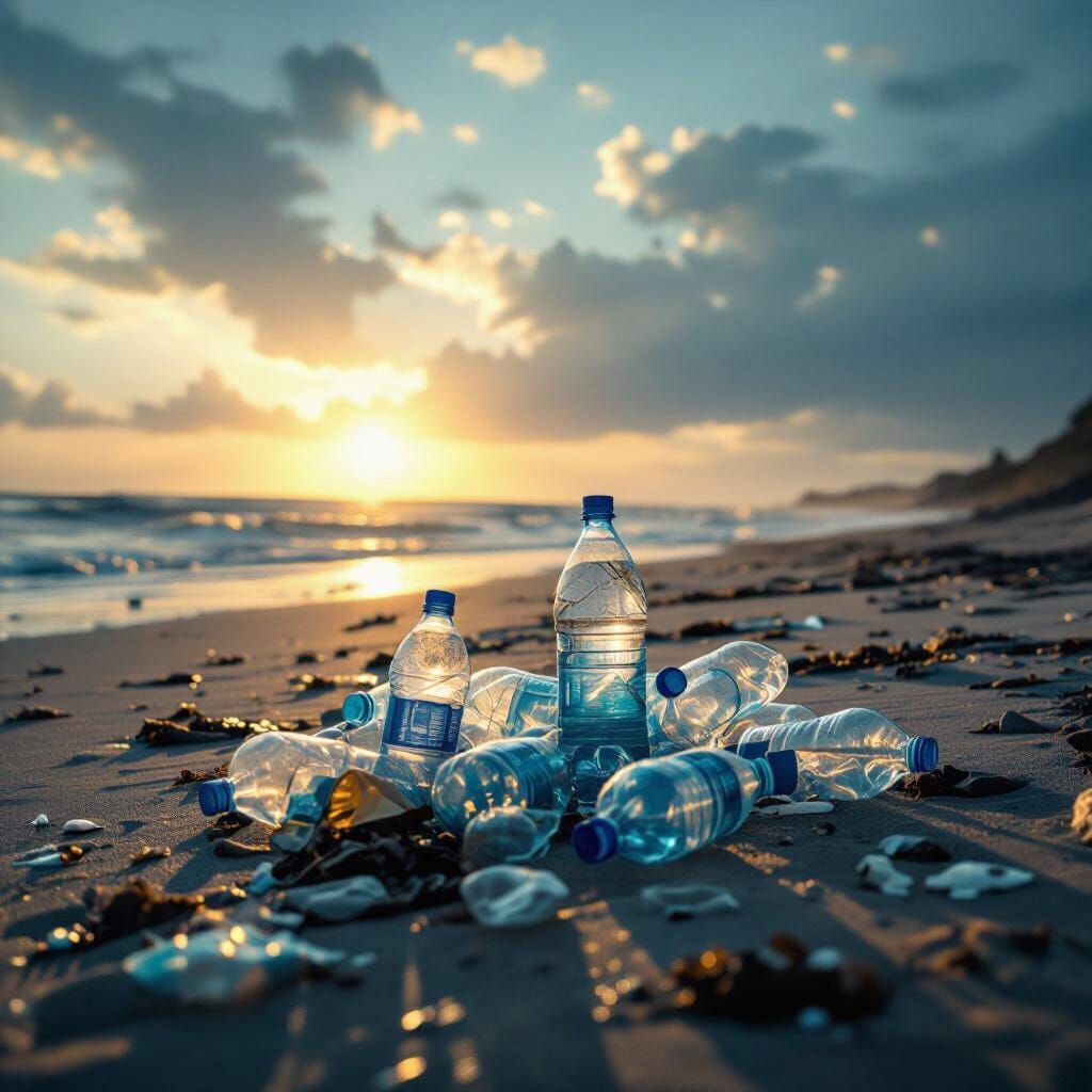 Post-Apocalyptic Beach Treasure Hunt for Plastic Bottles