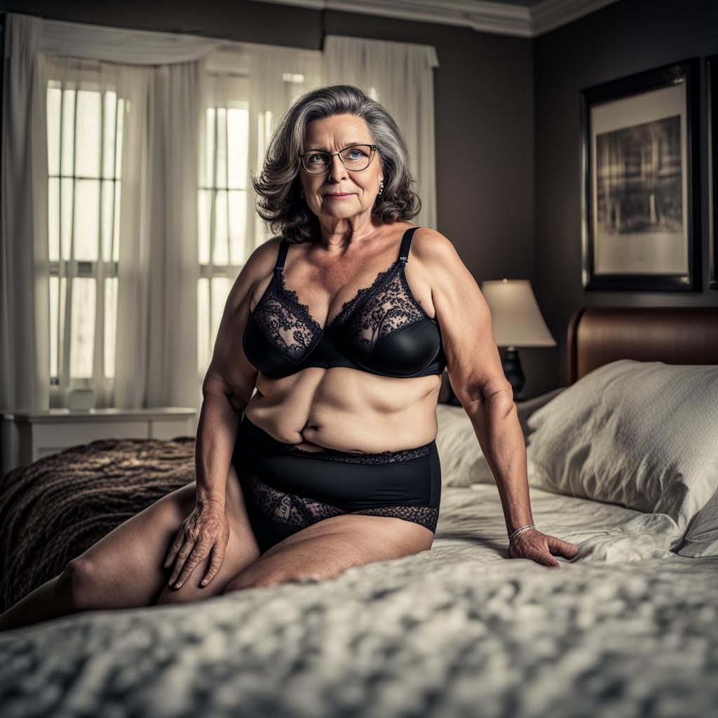 Hyperrealistic Image of Brunette Woman in Bedroom