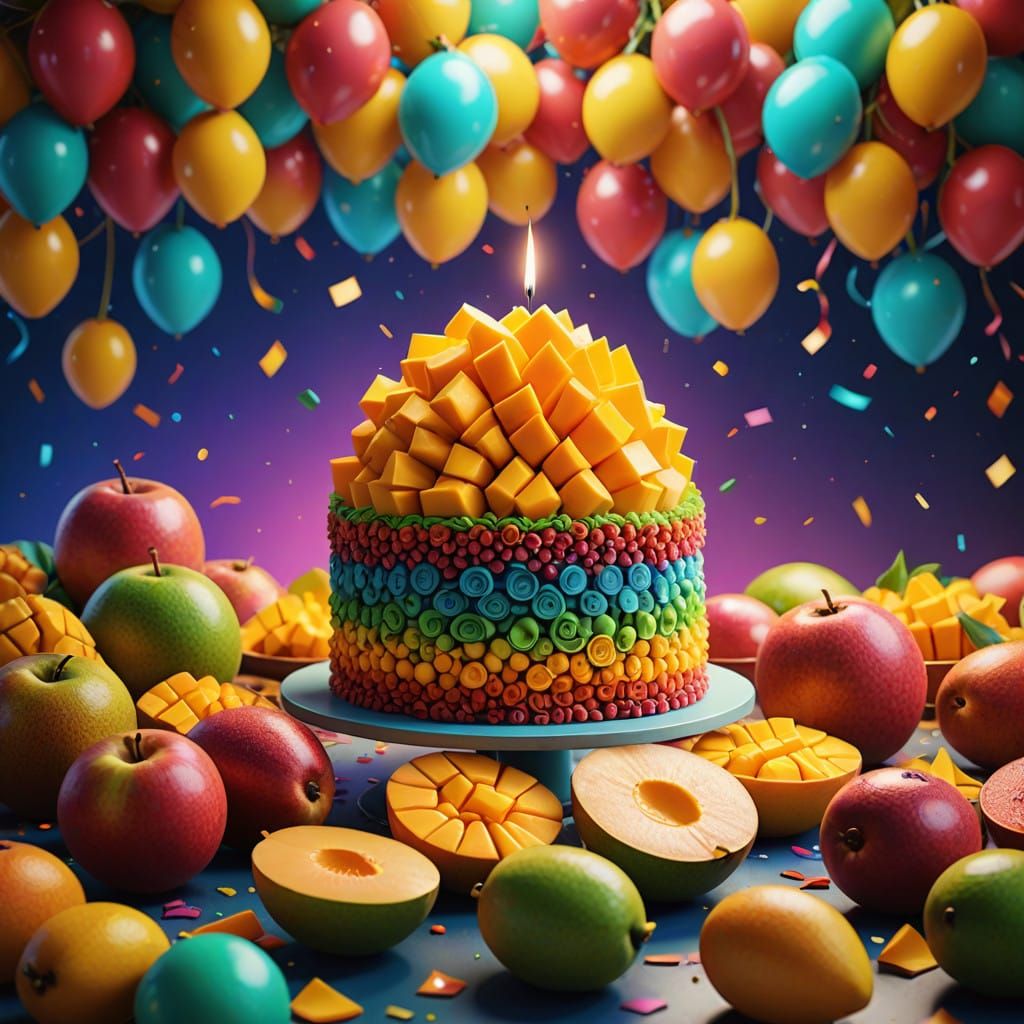 Vibrant Whimsical Celebration in Bright Colors