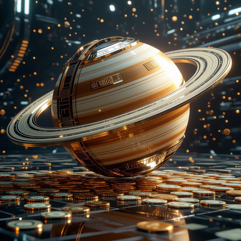 Saturn Adorned with Rings of Money and Coins