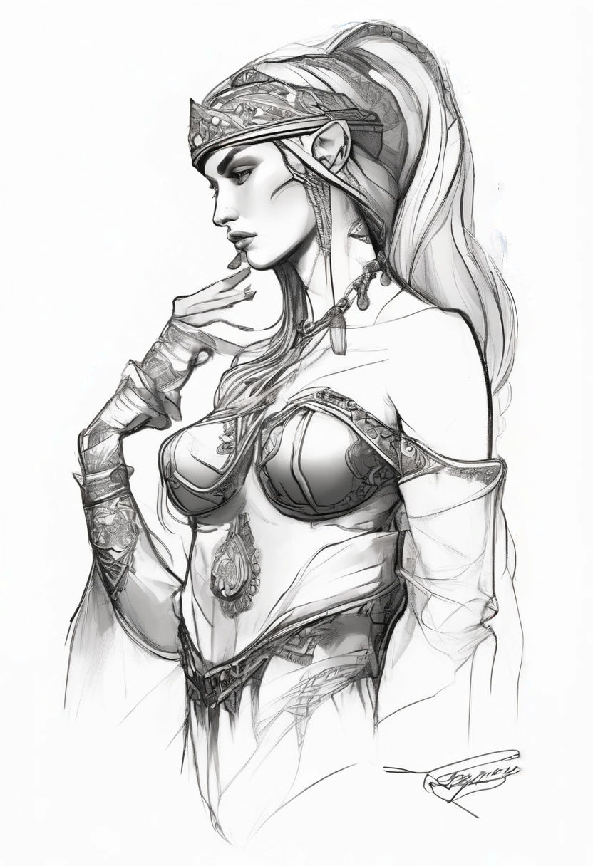 Realistic Female Elf in Dark Fantasy Style