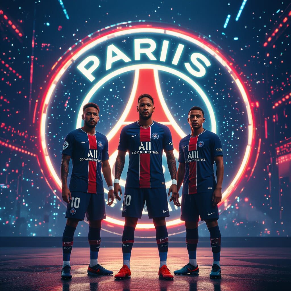 PSG Trio Heroic in Futuristic Logo Splash Art