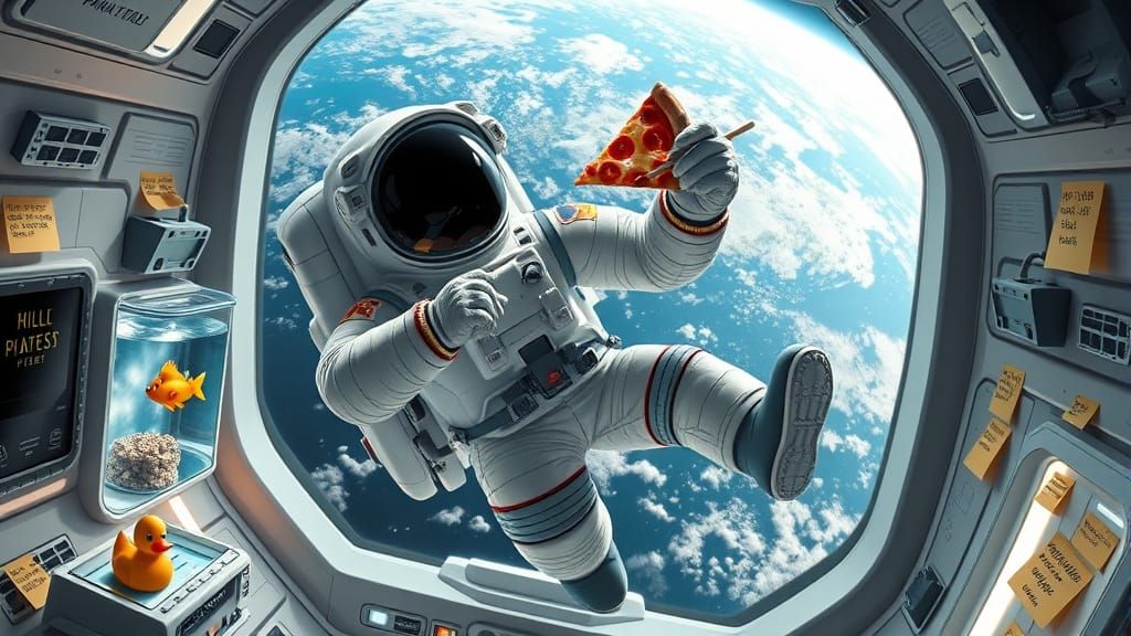Surreal Astronaut Scene in Futuristic Spacecraft