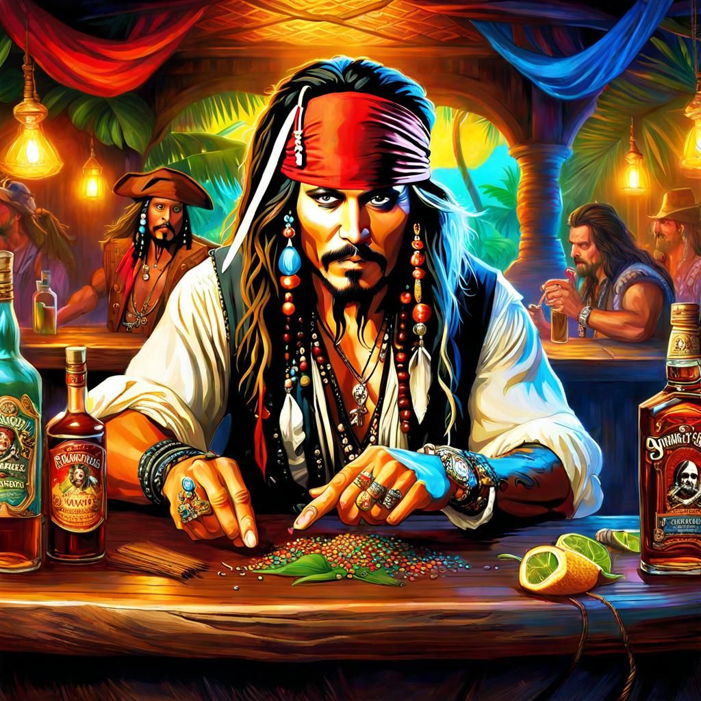 Jack Sparrow's Tropical Manicure: Hyperdetailed Fantasy Art