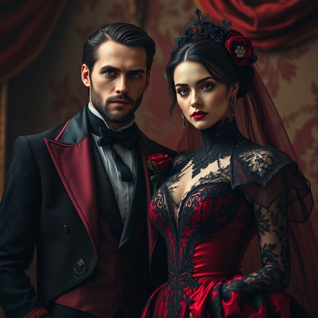 Baron and Baroness in Silk and Lace Attire