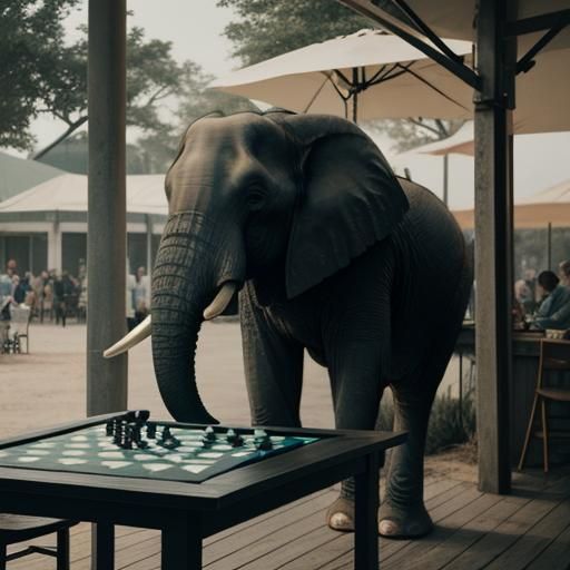 Elephant Plays Checkers: Cinematic Film Still