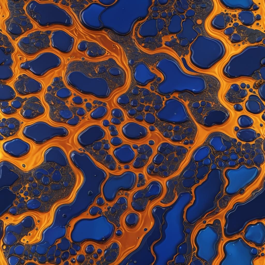 Royal Blue Gelatinous Liquid Pouring: Macro Matte Painting