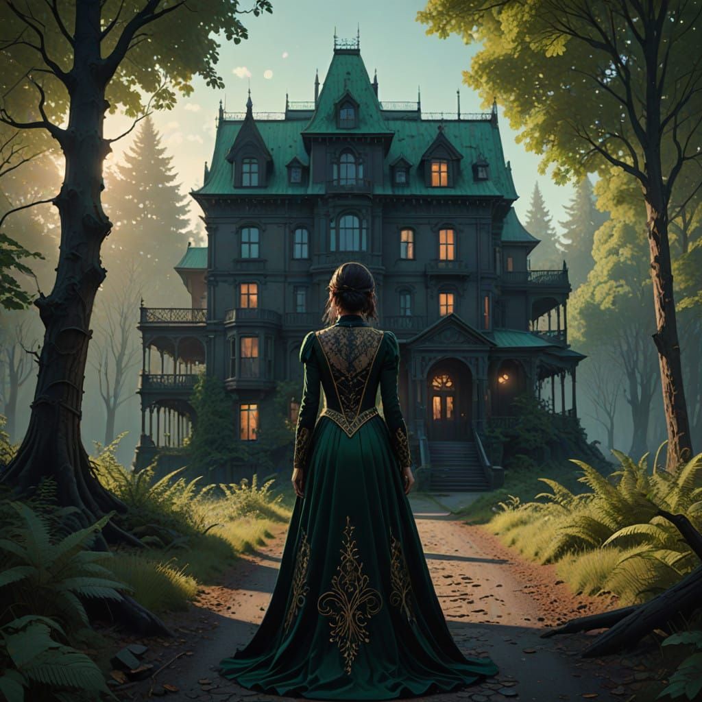 Regal Fantasy Woman in Mystical Twilight