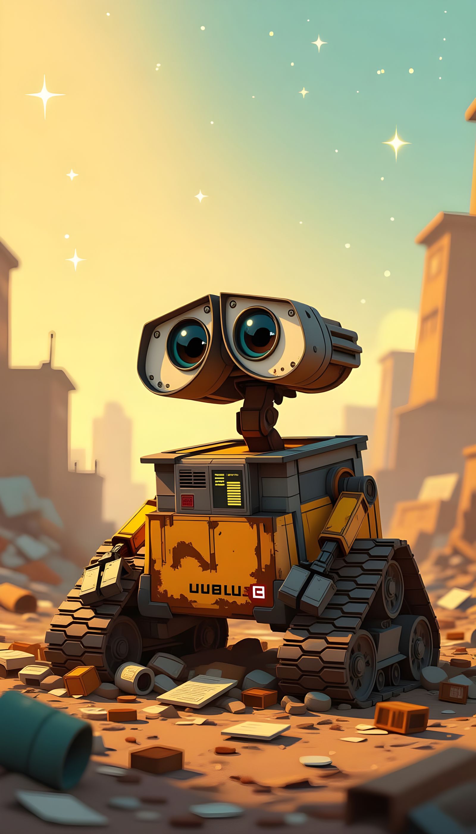 Wall-E Robot Artwork in Sci-Fi Style