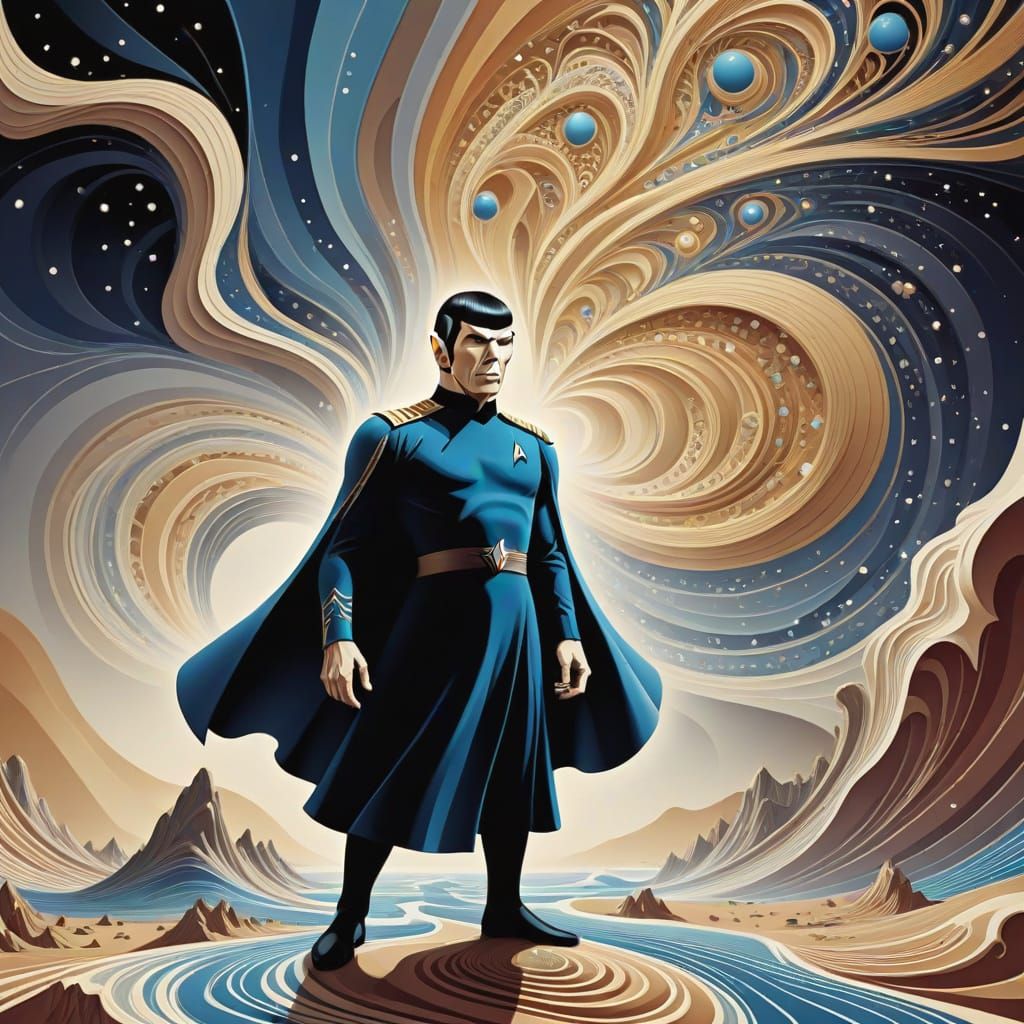 Abstract Fractal of Spock in Gouache Style
