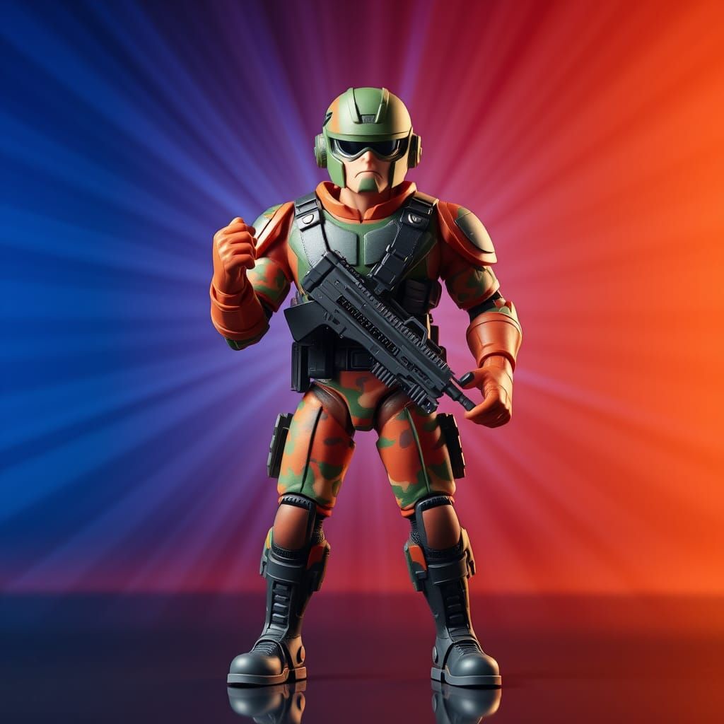 Cyberpunk Superhero Doll in High-Tech Camouflage