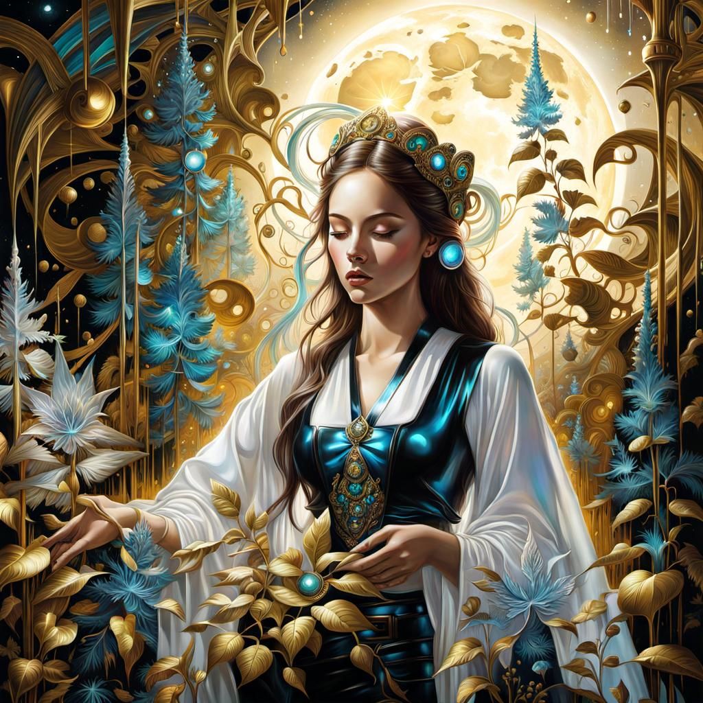 Dreamy Metallic Moonlight in Graffiti Street Art