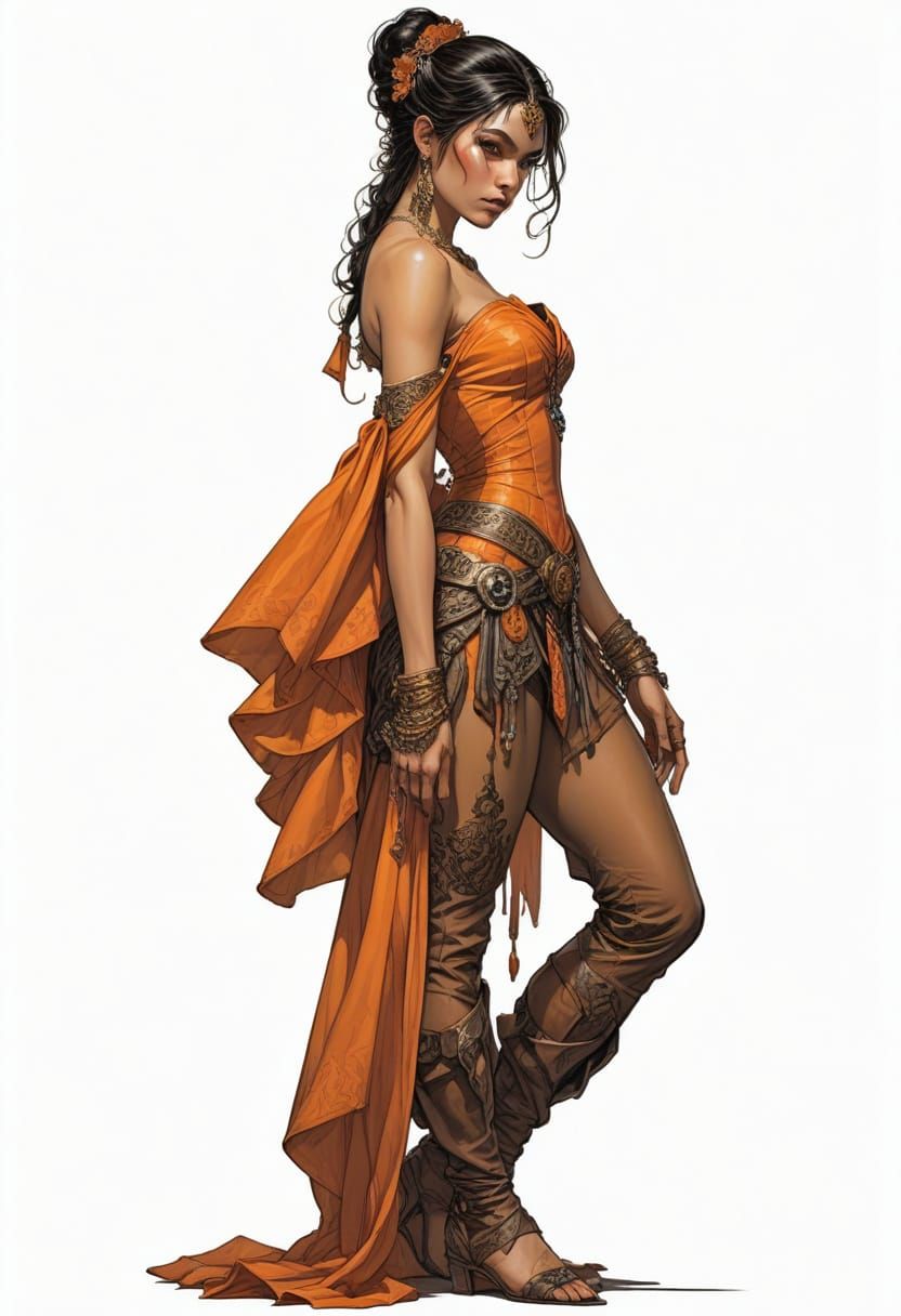 Courtesan in Elegant Fantasy Attire