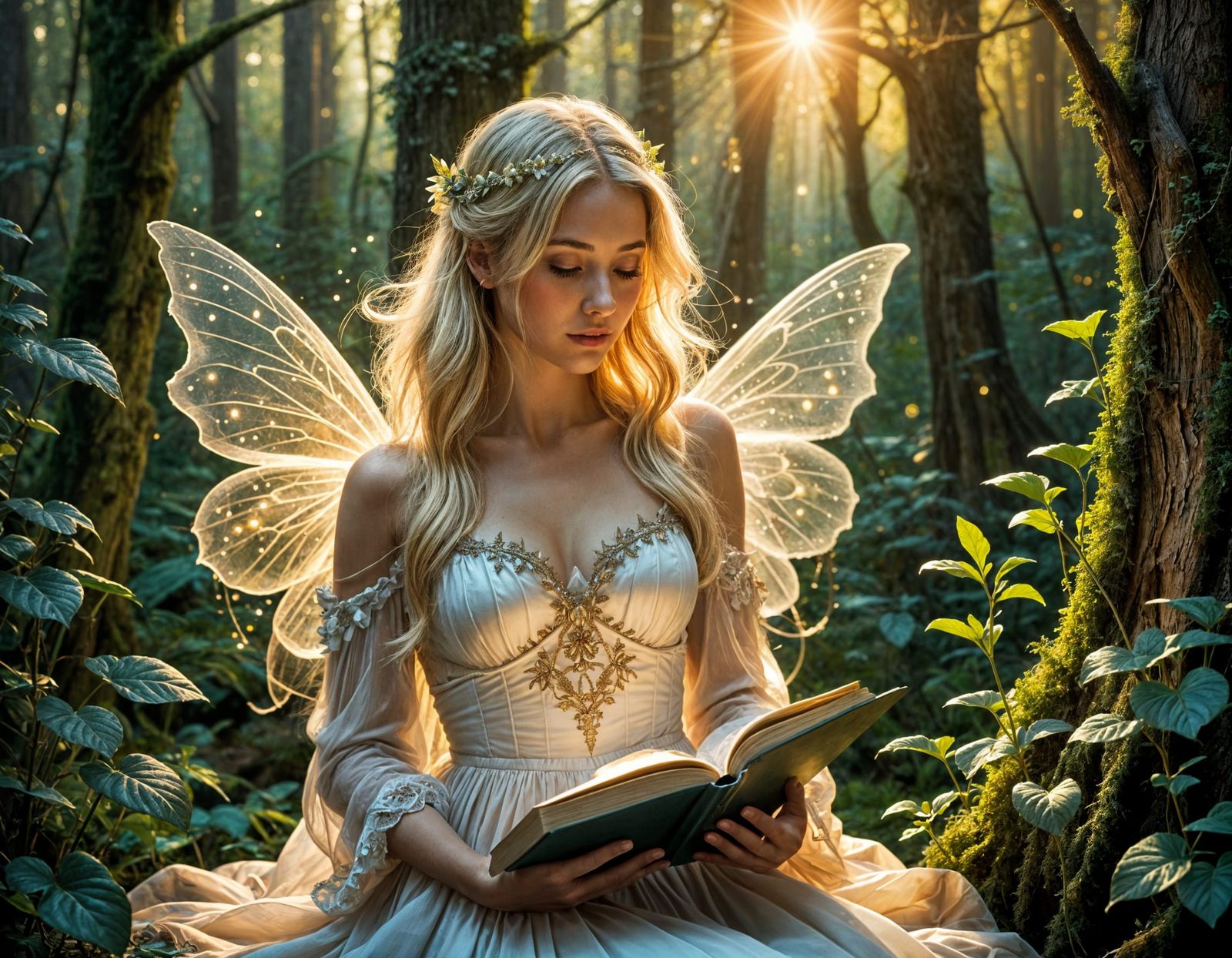 Whimsical Fairy Tale Princess Emerges from Ancient Book