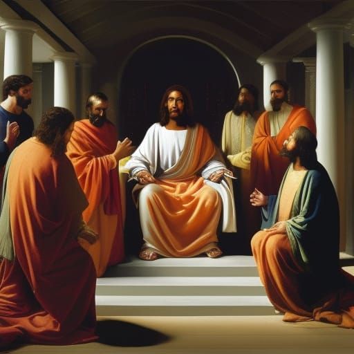 Jesus Christ Teaching Disciples: A Religious Scene