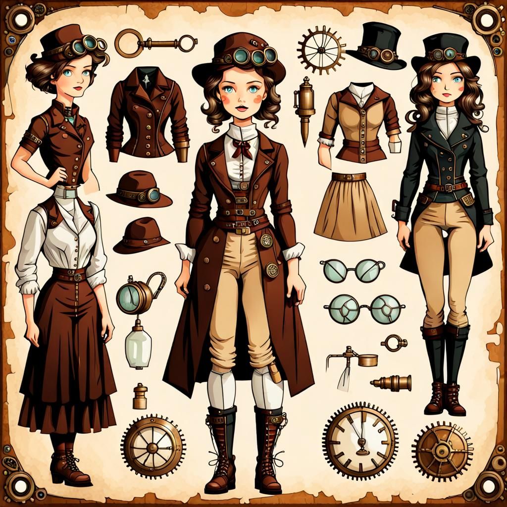 Steampunk paper doll