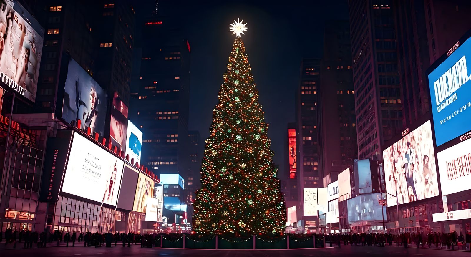 Christmas Tree in Times Square: Hyperrealistic Splash Art