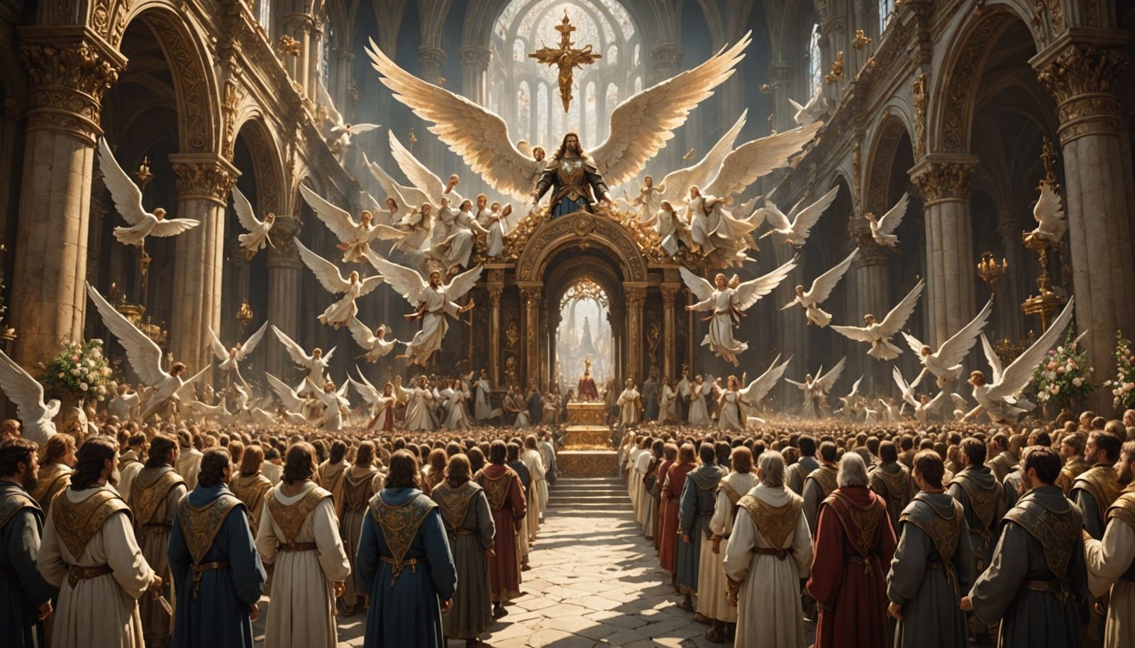 Divine Realm of Angels in Ethereal Glory