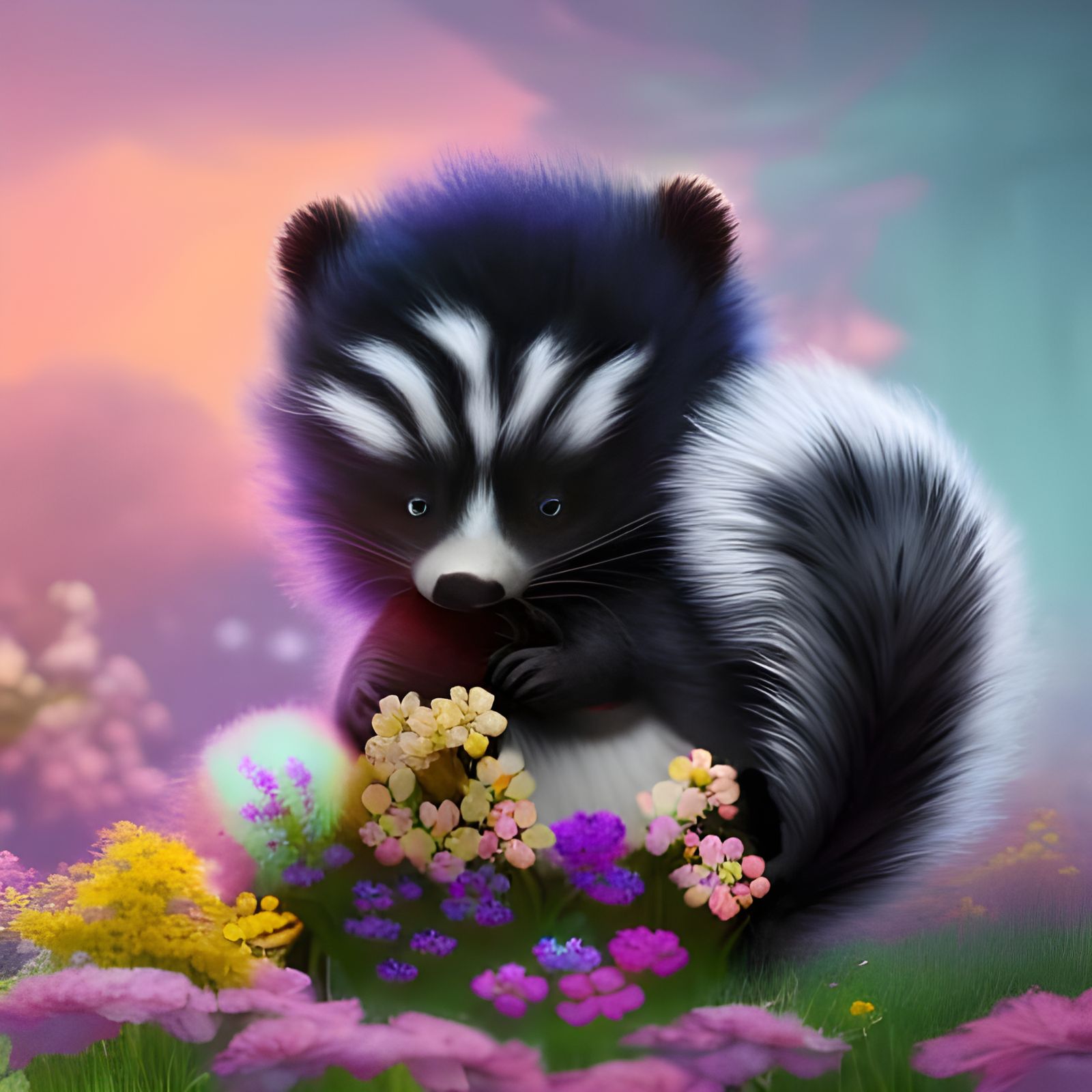 Skunky and his flowers