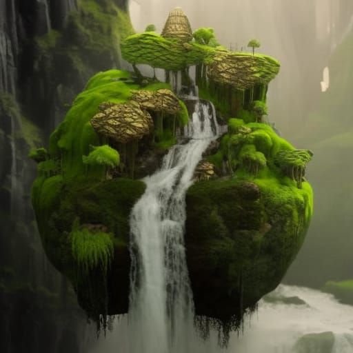 Surreal Floating Forest in Glass Ball