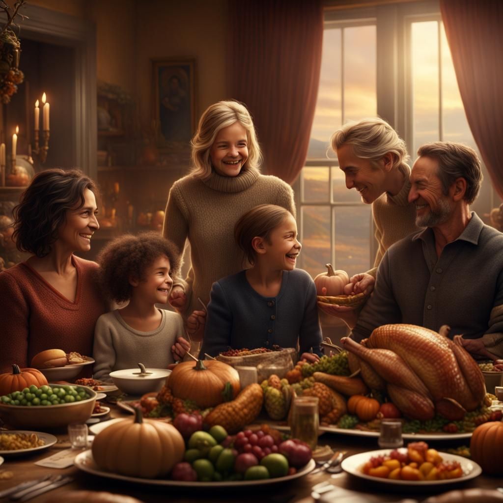 Happy Thanksgiving Family in Cinematic Style