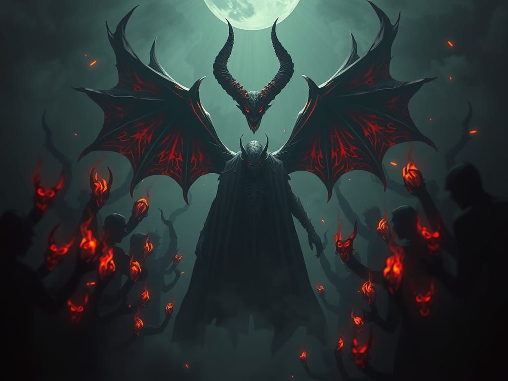 Ominous Demonic Figure in Dark, High-Resolution Artwork