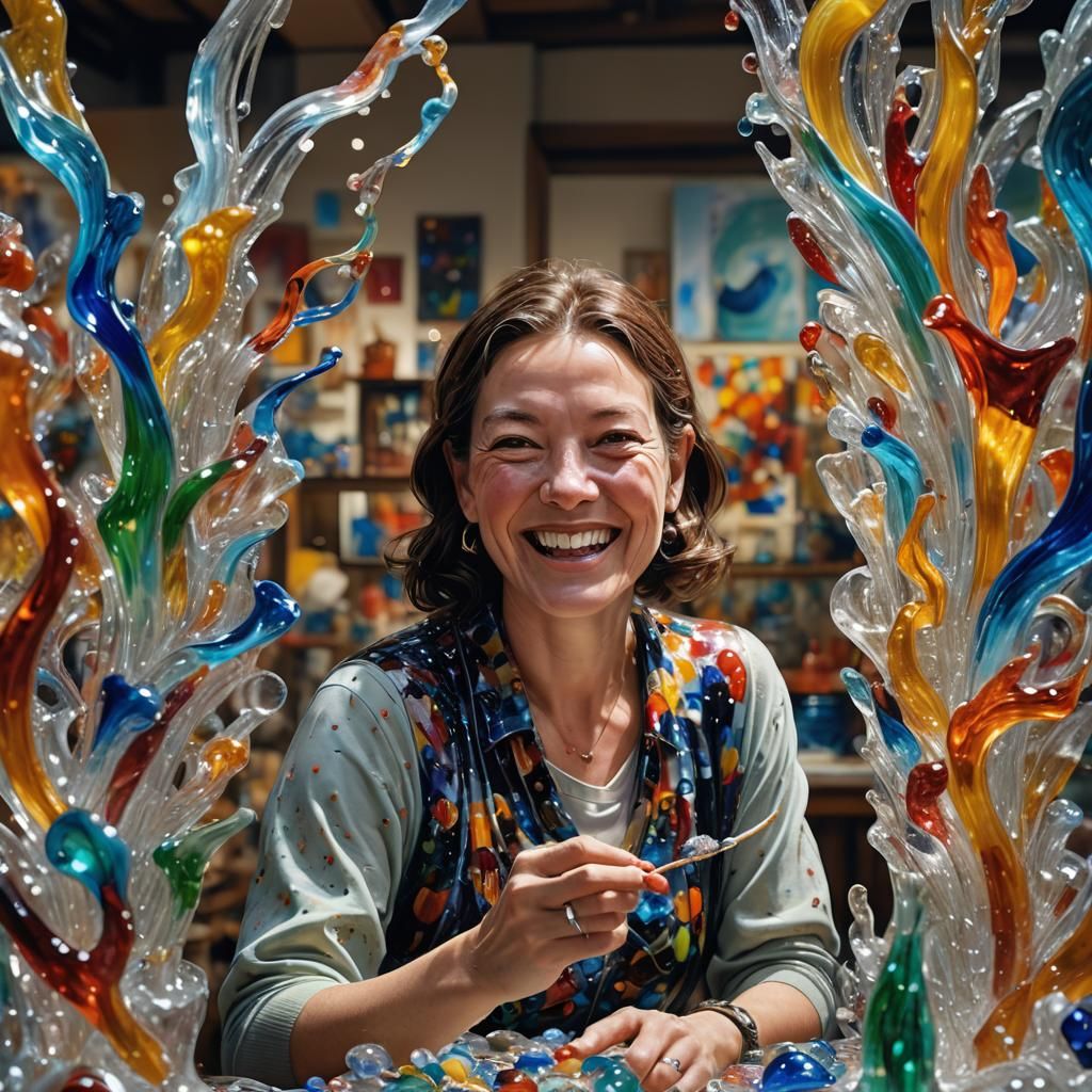 Murano Glass Artist at Work: Hyperrealistic Portrait