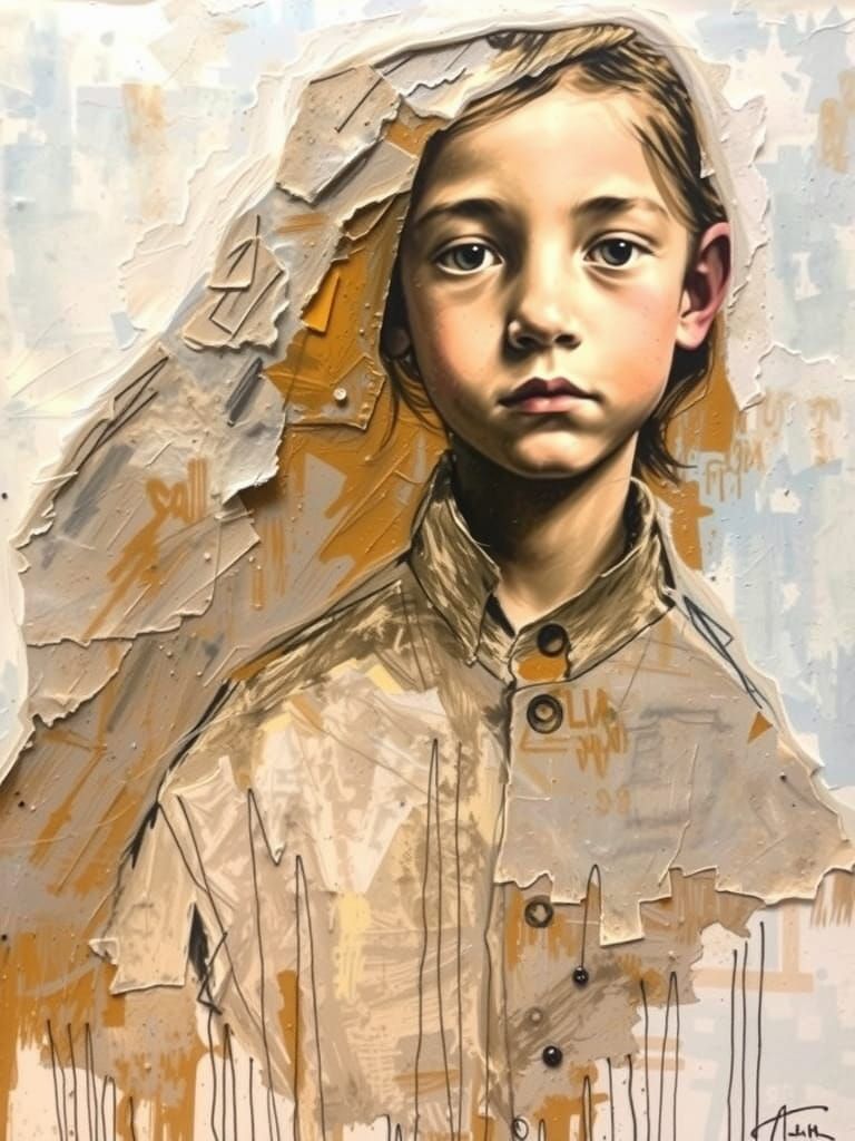 Child in Vibrant Mixed Media Art