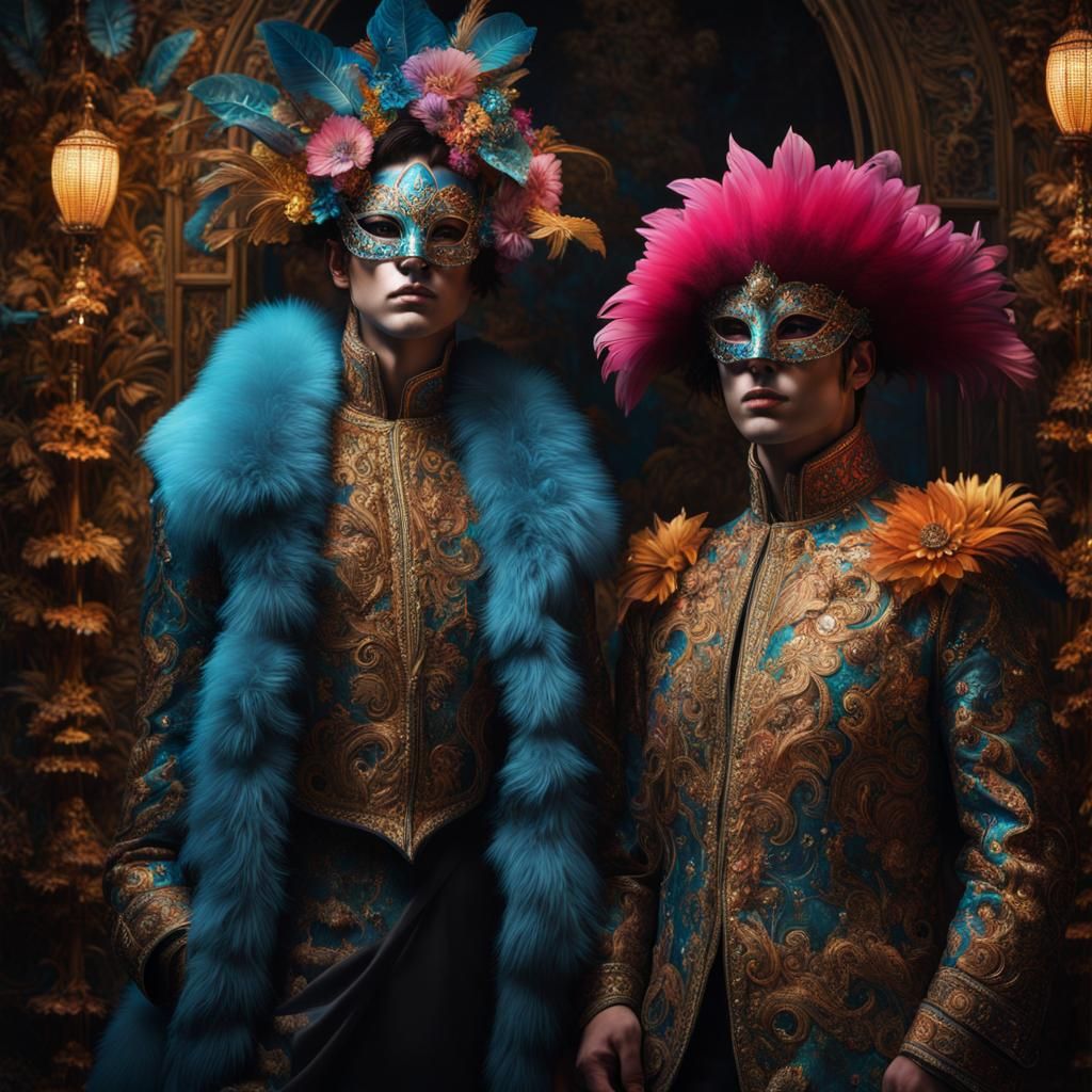 Bioluminescent Carnival Masks in Hyperreal Style